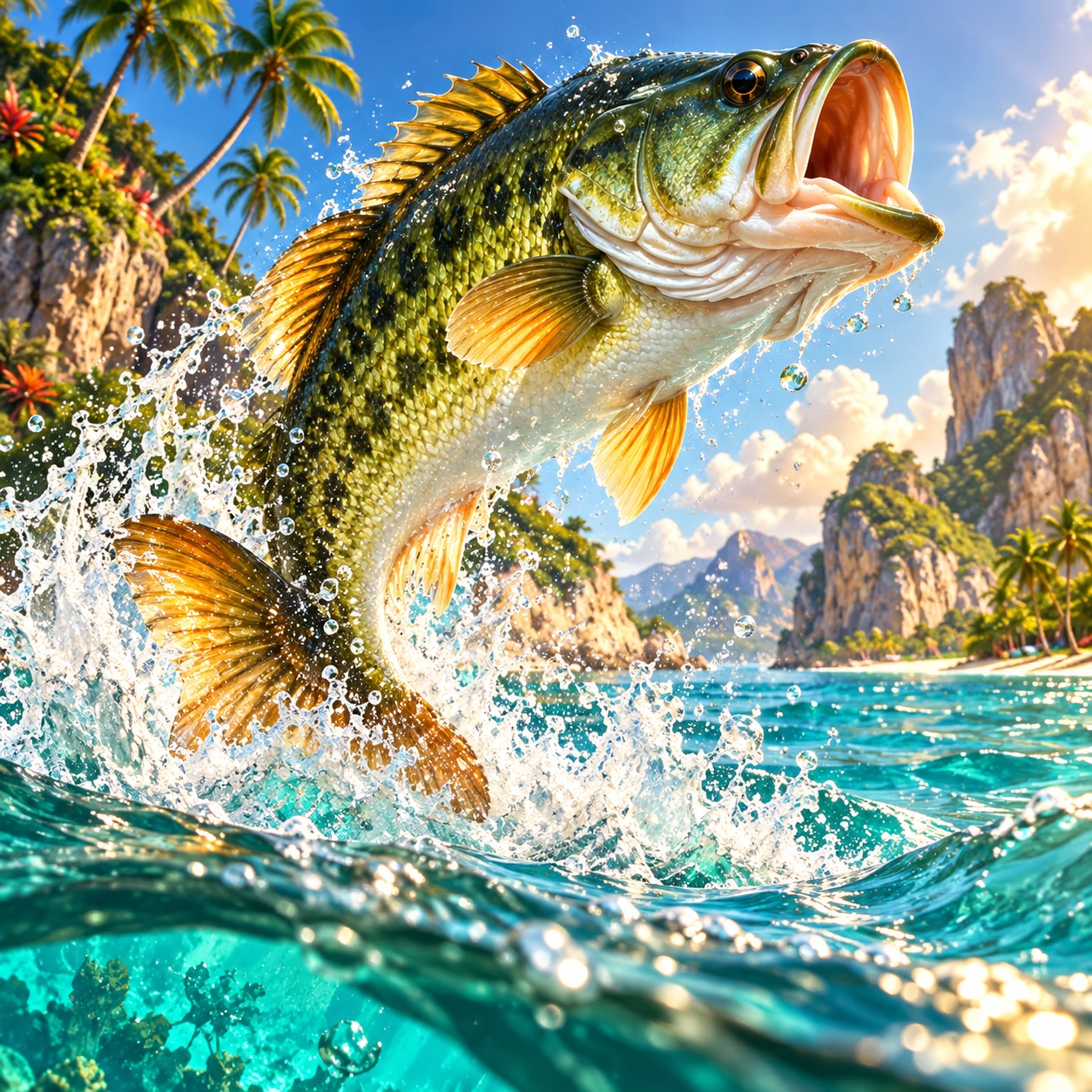 Golden Lagoon Bass — illustrated sample card